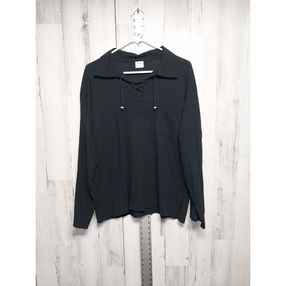 Signature Imports Women's Large Black 100% Cotton Blouse